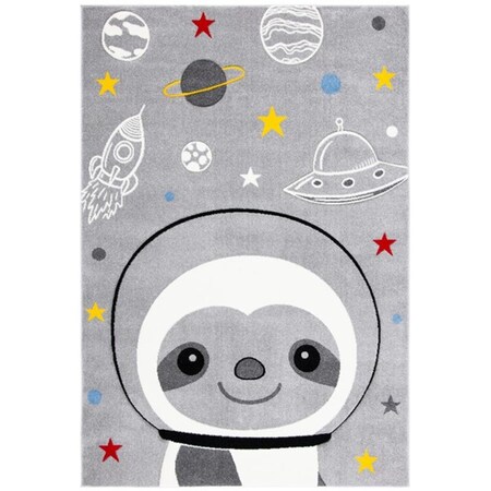 Safavieh 5 ft. 3 in. x 7 ft. 6 in. Carousel Kids 100 Youth Rectangle Power Loomed Area Rug Grey & Ivory CRK140F-5